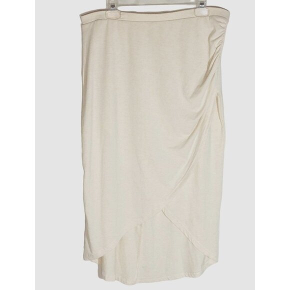 Nin skirt ivory cotton blend high low wrap elastic waist size extra large READ - Picture 1 of 9